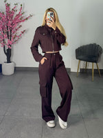 Set jacket y pantalon cafe