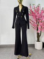 Conjunto negro blazer largo botones