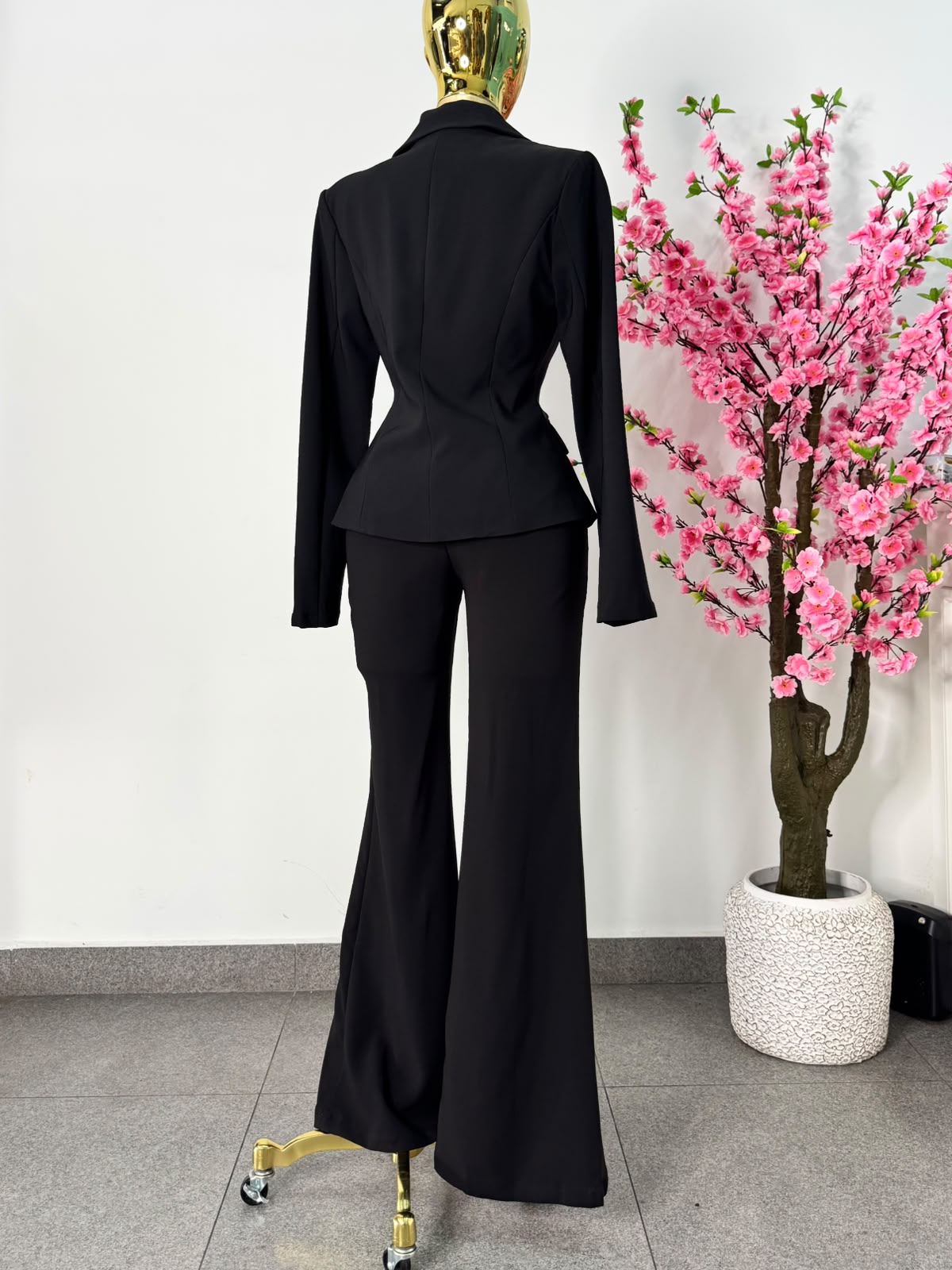 Conjunto negro blazer largo botones