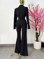 Conjunto negro blazer largo botones