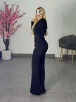 Conjunto negro blazer largo botones
