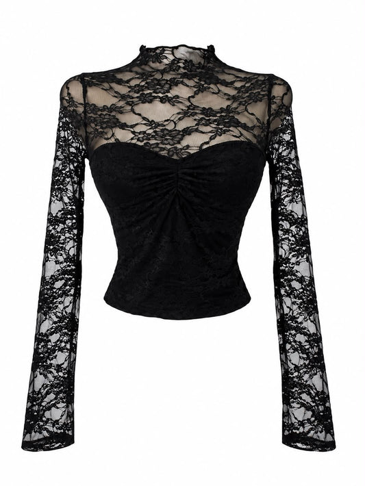 Blusa encaje negro