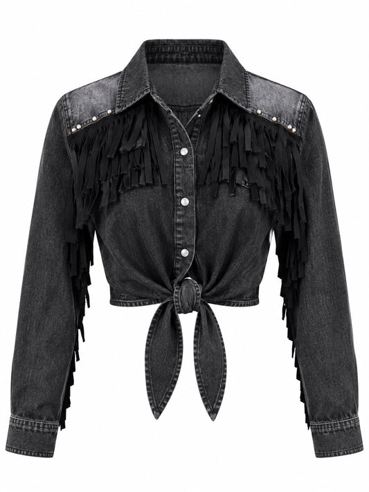 Camisa flecos negra
