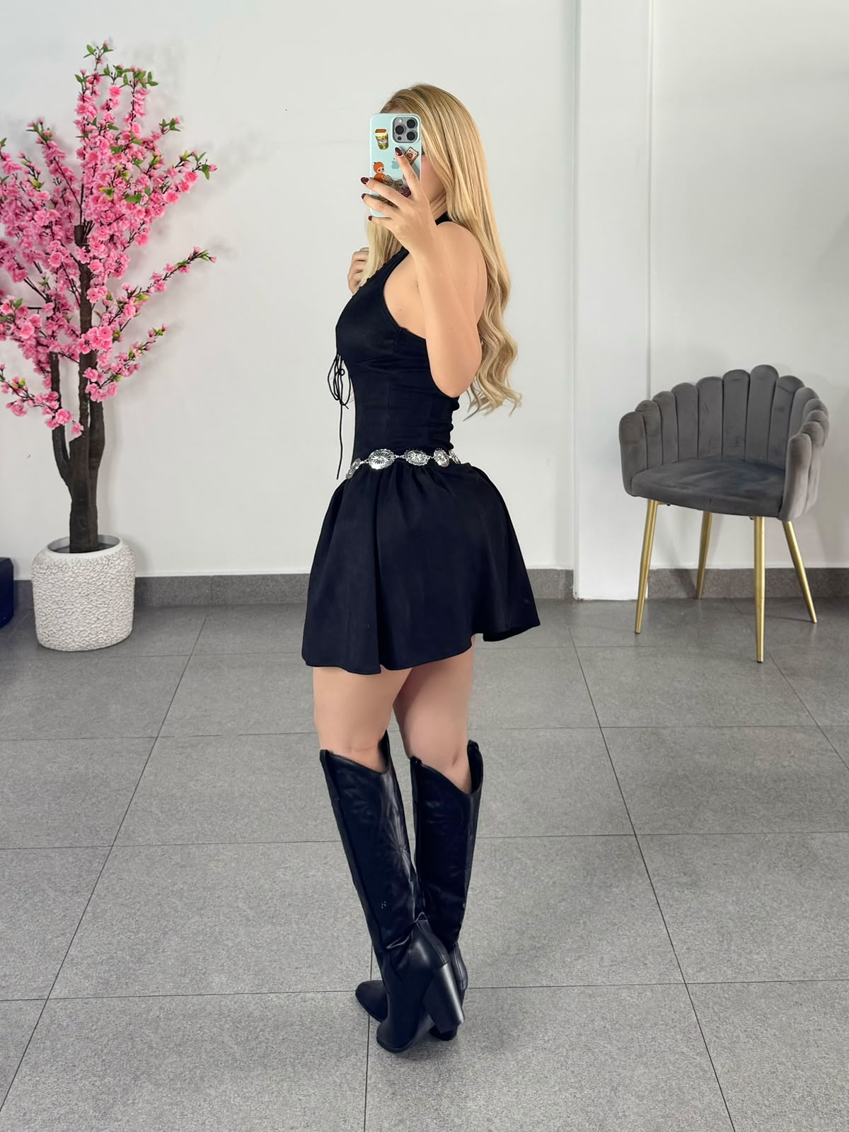 Vestido Gamuza negro