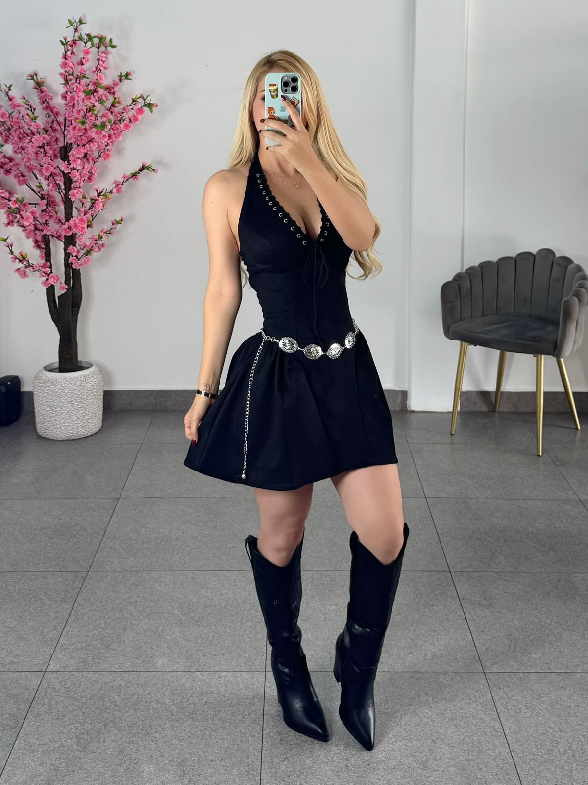 Vestido Gamuza negro