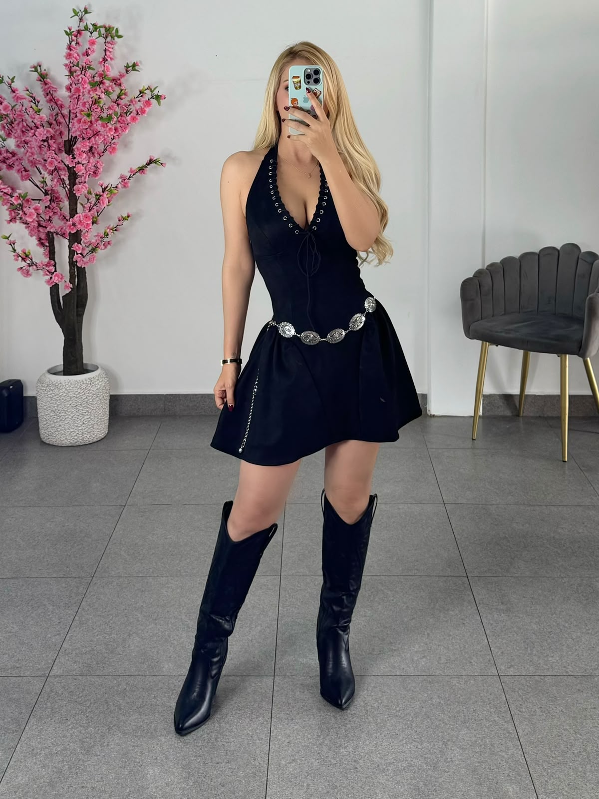 Vestido Gamuza negro