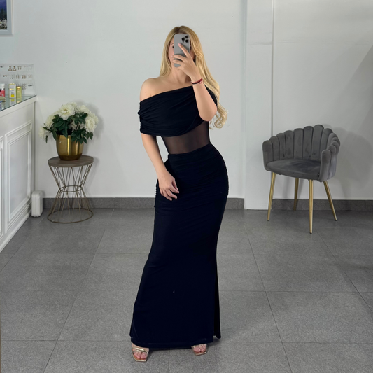 vestido negro mesh