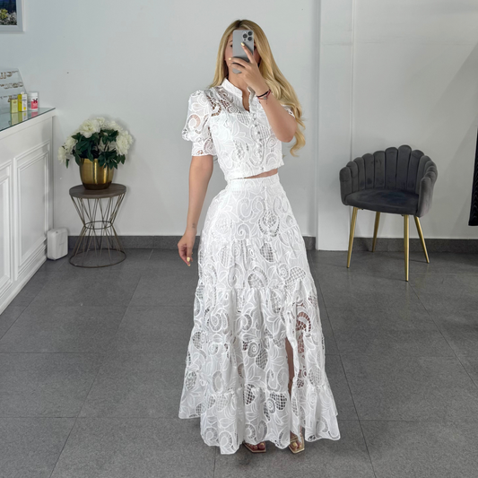 Set blanco tejido