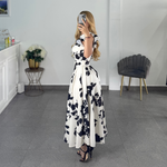 Vestido beige con negro