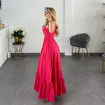 Vestido rojo volado largo